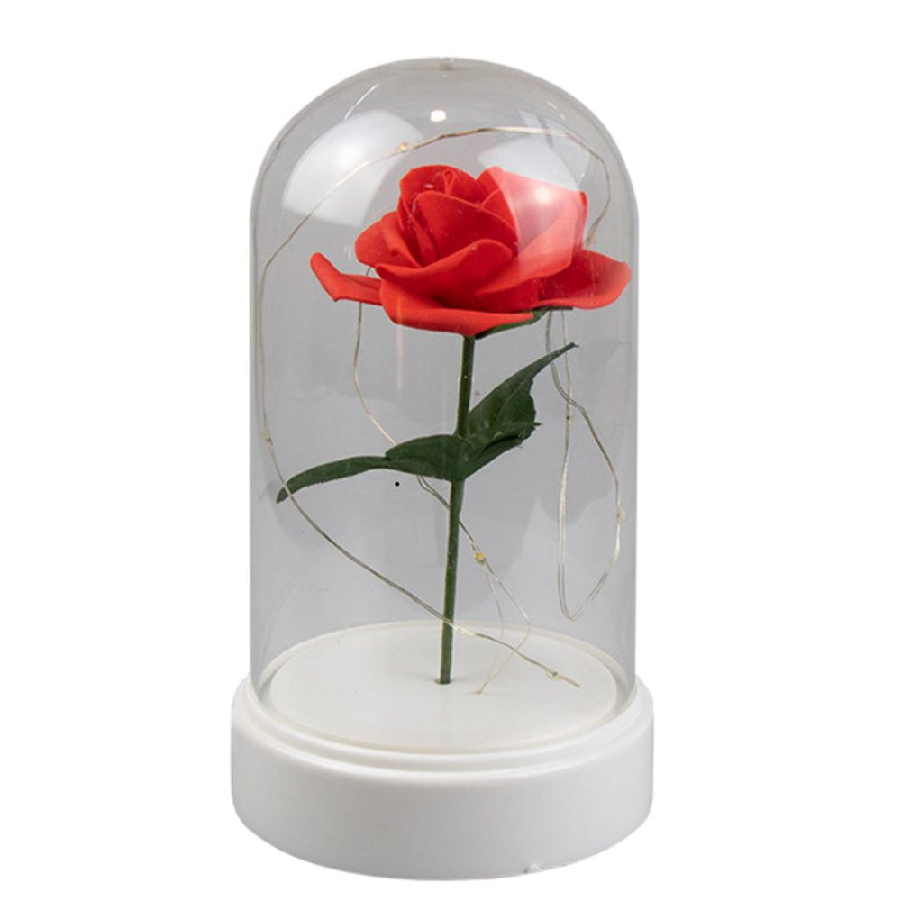 Valentine's Day Rose Cloche Jar LED Light Up Wire Gift Present Him / Her 19cm Valentine's Day Rose Cloche Jar LED Light Up Wire Gift Present Him / Her 19cm